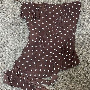 Elegant Brown Polka Dot Crop Top